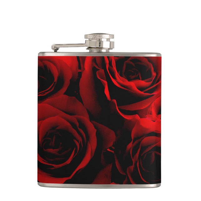 Dark Red Roses For you Hip Flask (Front)