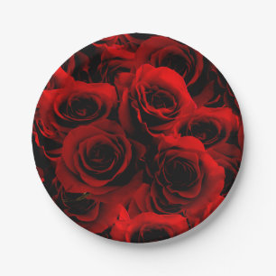 Dark Red Roses For you Paper Plate
