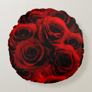 Dark Red Roses For you Round Cushion