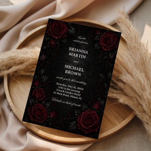 Dark Red Roses Gothic Elegant Invitation