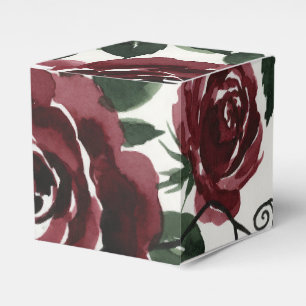 Dark Red Roses Square Favour Box