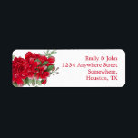 Dark Red Roses Wedding Name Return Address Label<br><div class="desc">A flourish of red roses and greenery is on the left hand side with your return name and address details aligned to the right which are easily personalised to your own. You can also change the text color, font and alignment if you wish via the Customise Further option. Matching items...</div>