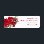 Dark Red Roses Wedding Name Return Address Label<br><div class="desc">A flourish of red roses and greenery is on the left hand side with your return name and address details aligned to the right which are easily personalised to your own. You can also change the text color, font and alignment if you wish via the Customise Further option. Matching items...</div>