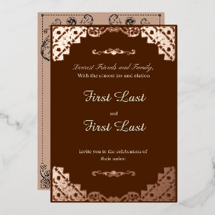Dark Red Royalty Foil Wedding Invitation