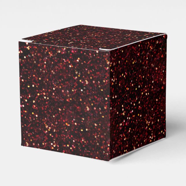 Dark Red Ruby Glitter Favour Box (Front Side)