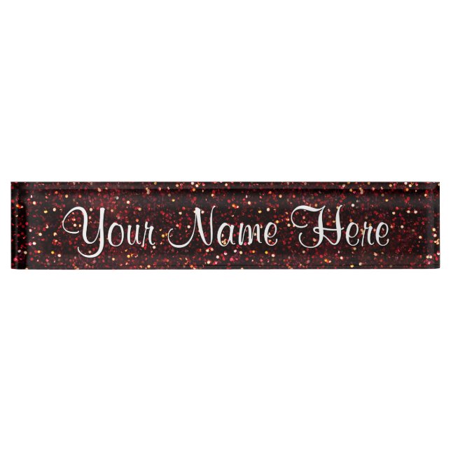 Dark Red Ruby Glitter Nameplate (Front)