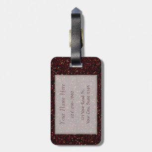 Dark Red Ruby Glitter Print Luggage Tag