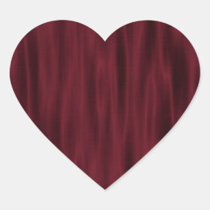 Dark Red Satin Patterned Heart Sticker Sheet