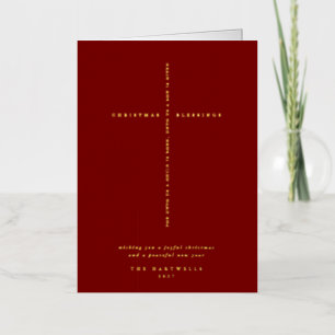 Dark Red Scripture Cross Christmas/Holiday Foil Greeting Card