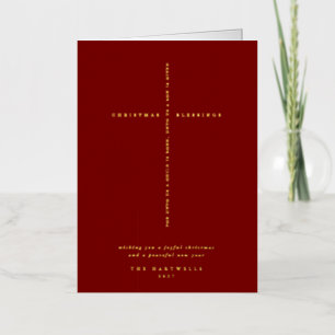Dark Red Scripture Cross Christmas/Holiday Foil Greeting Card