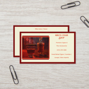Dark Red Smoke Cigar Shop Business Card