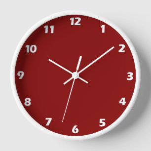 Dark Red Solid Colour Clock