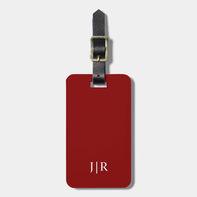 Dark Red Solid Colour Luggage Tag (Front Vertical)