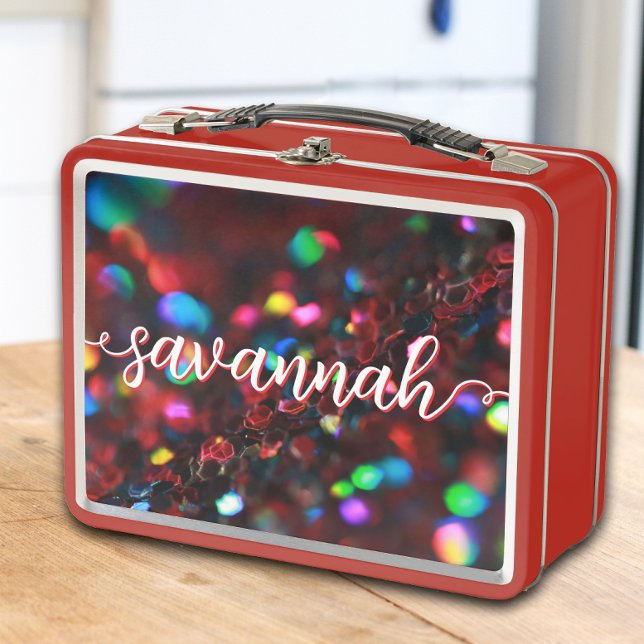 Dark Red Sparkling Metal Lunch Box (Creator Uploaded)