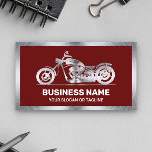 Dark Red Steel Motorbike Motorcycle Mechanic Business Card