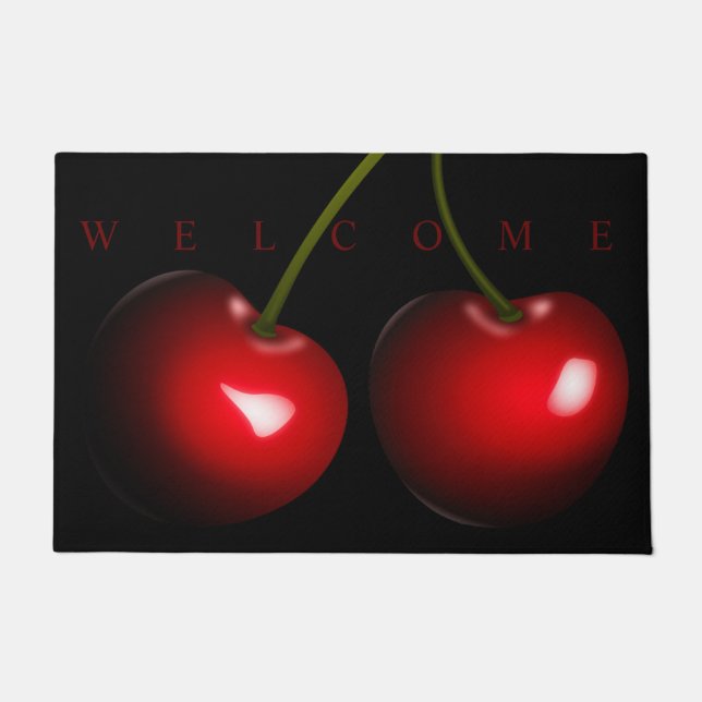 Dark Red Sweet Cherries - Welcome Doormat (Front)