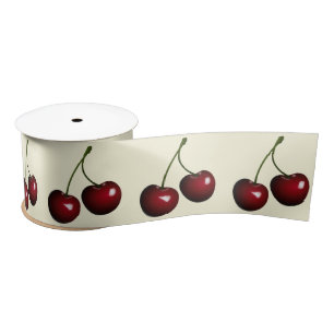 Dark Red Sweet Cherry - Tasty Satin Ribbon