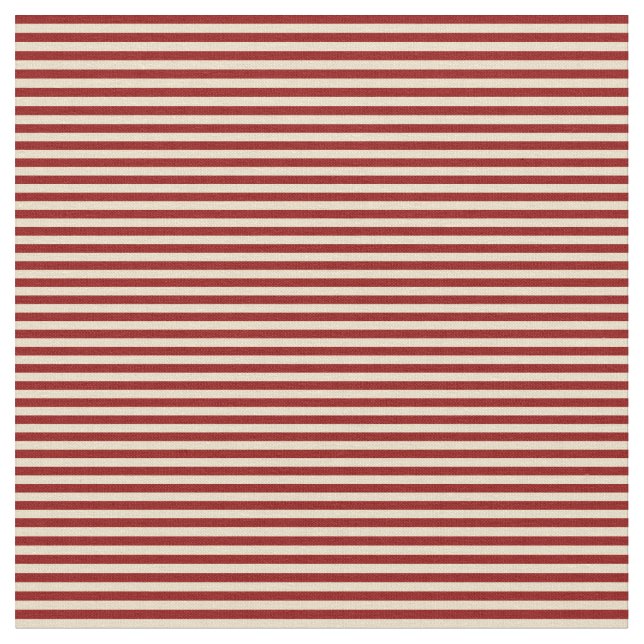 Dark Red & Tan Coloured Stripes Fabric (Close Up)