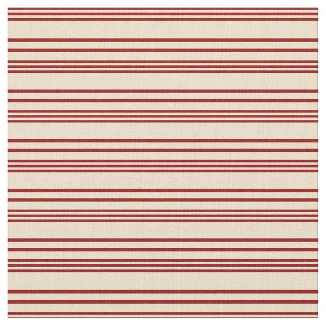 Dark Red & Tan Coloured Stripes Pattern Fabric (Close Up)