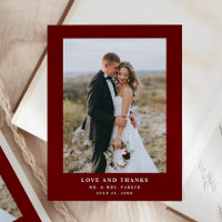 Dark Red Text and Photo | Wedding Thank You