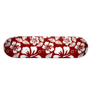Dark Red Tropical Hibiscus Skateboard