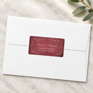 Dark Red Vineyard Grapevine Wedding Address Label