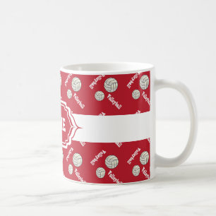 Dark Red Volleyball Design Coffee Mug