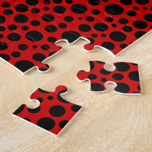 Dark Red w/Black Circles Jigsaw Puzzle