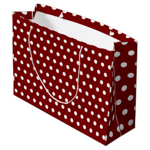 DARK RED WHITE POLKA DOT CUSTOMIZED STYLISH LARGE GIFT BAG