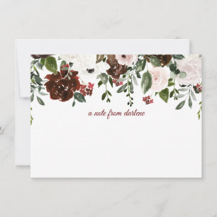 Dark Red, White, Soft Pink Roses with Greenery Card