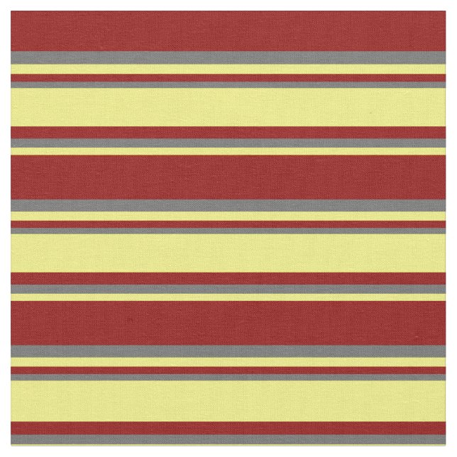 Dark Red, Yellow & Dim Grey Coloured Lines Fabric (Close Up)