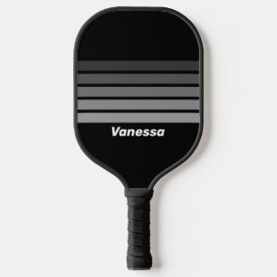 Dark Retro Gradient Across Rainbow with Name Pickleball Paddle