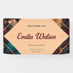 Dark Rich Floral Theme Bridal Shower Banner