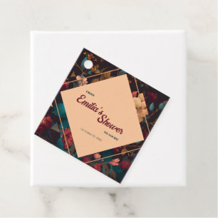 Dark Rich Floral Theme Bridal Shower Favour Tags