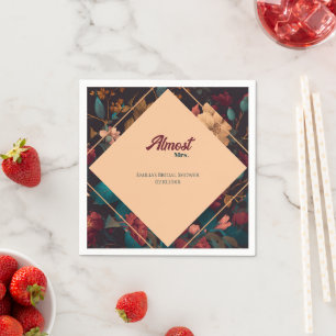 Dark Rich Floral Theme Bridal Shower Napkin