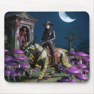 Dark Rider Black Cat Mushrooms Ghoul Mouse Pad