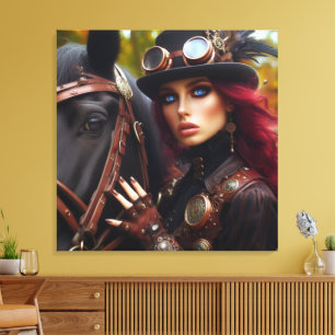 Dark Rider Steampunk Victorian Lady Canvas Print