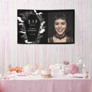 Dark RIP Thirties Gothic 40th Photo Birthday Banner