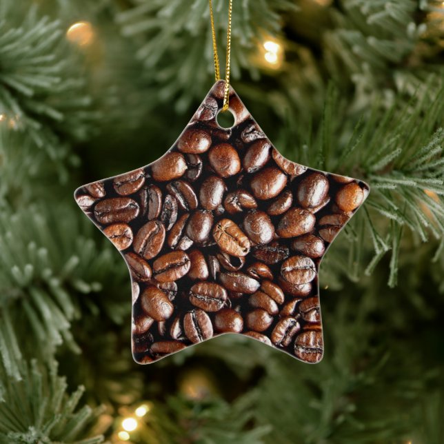 Dark Roasted Coffee Beans Ceramic Tree Decoration (Tree)