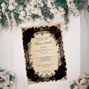 Dark Romance Black Lace Victorian Bridal Shower Invitation