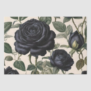 **"Dark Romance: Black Vintage Provincial Roses"** Tissue Paper