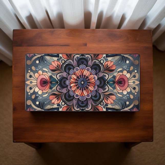 Dark Romance Burgundy Art Deco Floral Summer  Desk Mat (Creator Uploaded)