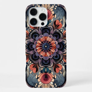 Dark Romance Burgundy Art Deco Floral Summer iPhone 16 Pro Max Case