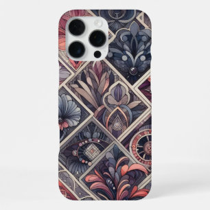 Dark Romance Burgundy Art Deco Floral Summer iPhone 16 Pro Max Case