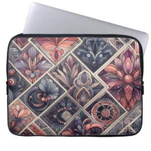 Dark Romance Burgundy Art Deco Floral Summer Laptop Sleeve