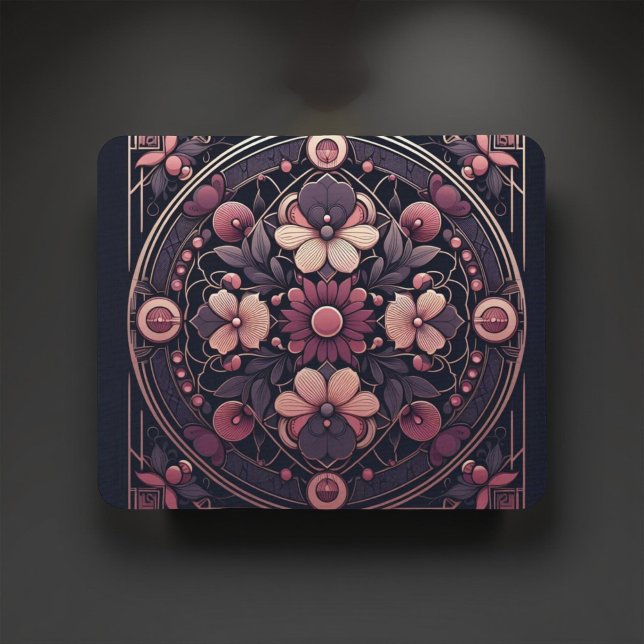 Dark Romance Burgundy Art Deco Floral Summer  Mouse Pad (Creator Uploaded)