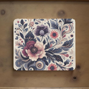 Dark Romance Burgundy Art Deco Floral Summer Mouse Pad