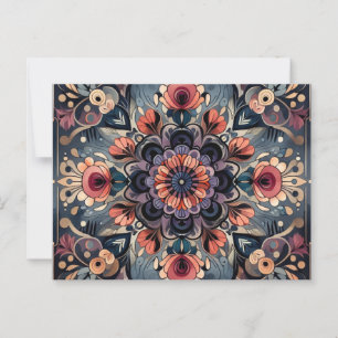 Dark Romance Burgundy Art Deco Floral Summer Postcard