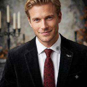 Dark romance gothic damask red  tie