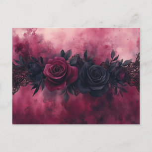 Dark Romance: Gothic Rose and Lace Design Postcard